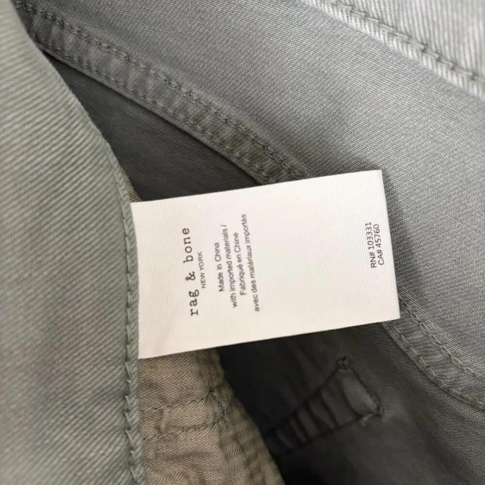 Rag & Bone Fit 2 Aero Stretch Slim Fit Jeans Dark Mint Sage Green Grey 31W
